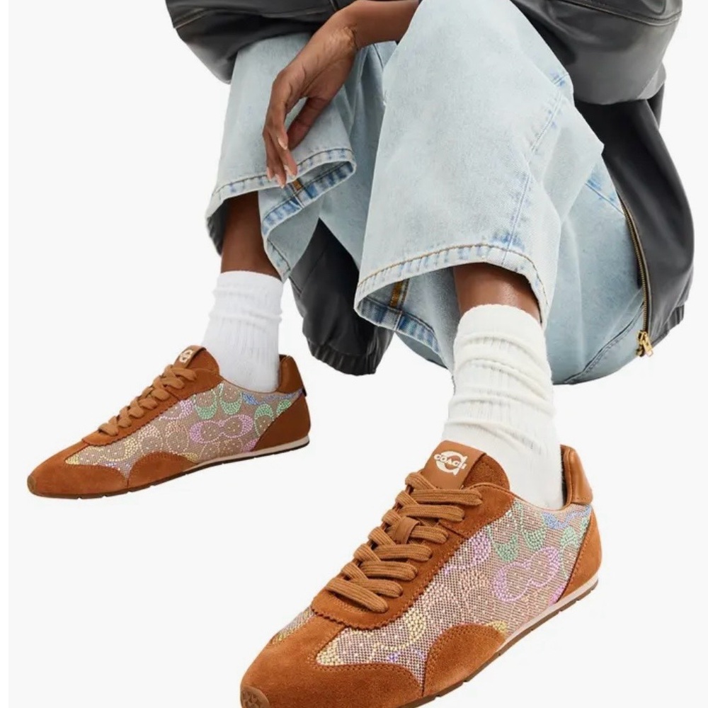 COACH Flat Sneaker in Crystal Signature Jacquard. - Picture 2 of 6